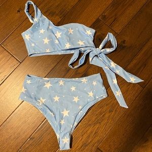 One-Shoulder Tie Star Bikini Swimsuit